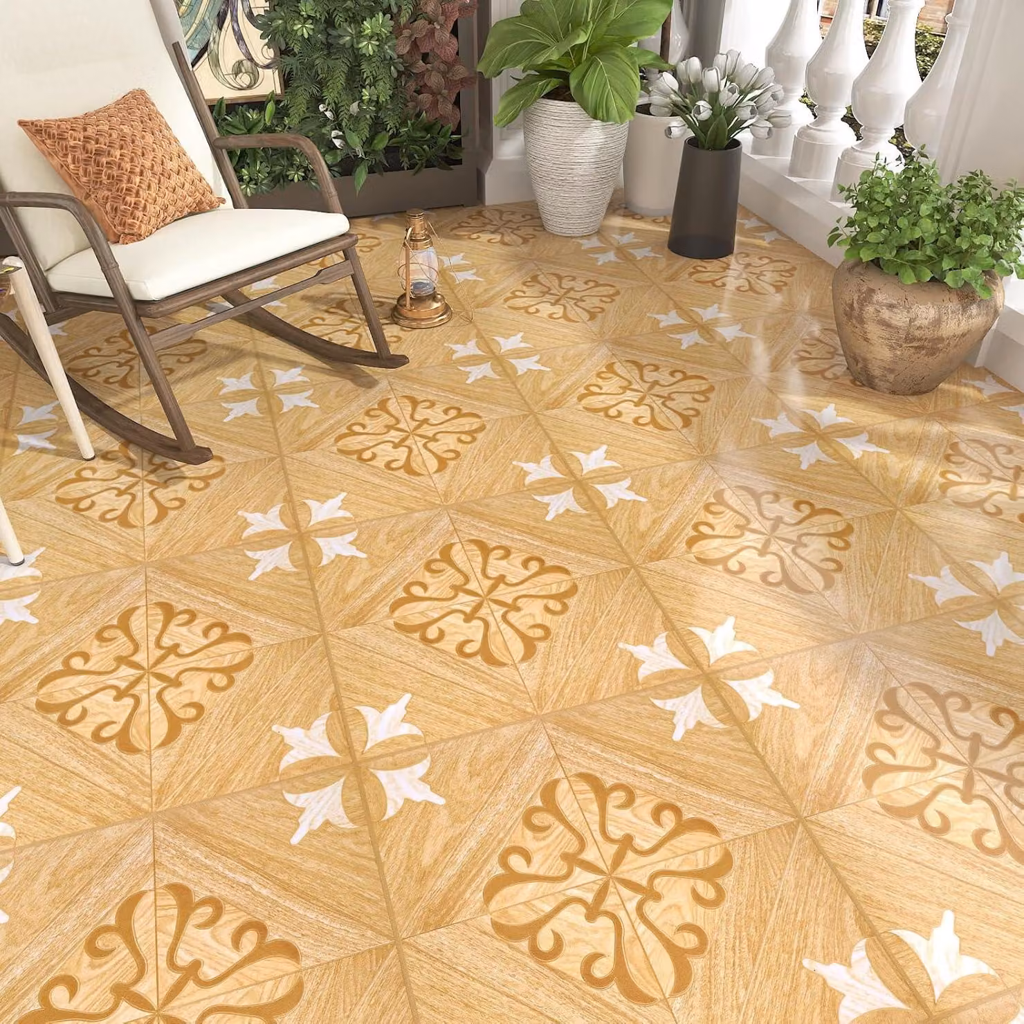 Piastrelle adesive in PVC, di tendenza, resistenti, confezione da 12 pezzi, 30x30 cm, colore giallo