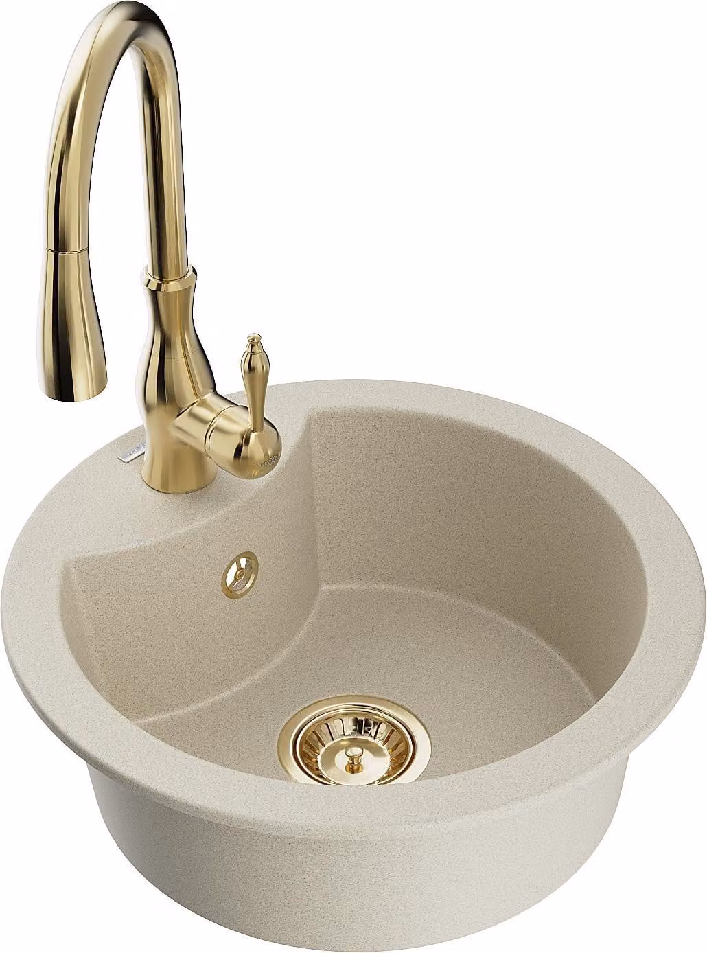 Mexen Diego lavello in granito 1-vasca con rubinetto da cucina Savita, beige - 6512-69-672601-50