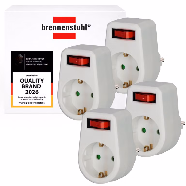 Set di 4 adattatori per prese elettriche/prese con messa a terra e interruttore Brennenstuhl