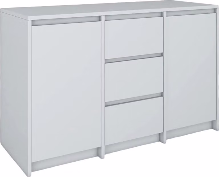 BDW, cassettiera, credenza soggiorno, 120x100cm, grigio chiaro