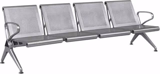 Panca per Sala Attesa 4 Posti in Acciaio da Ufficio Tosini Silver
