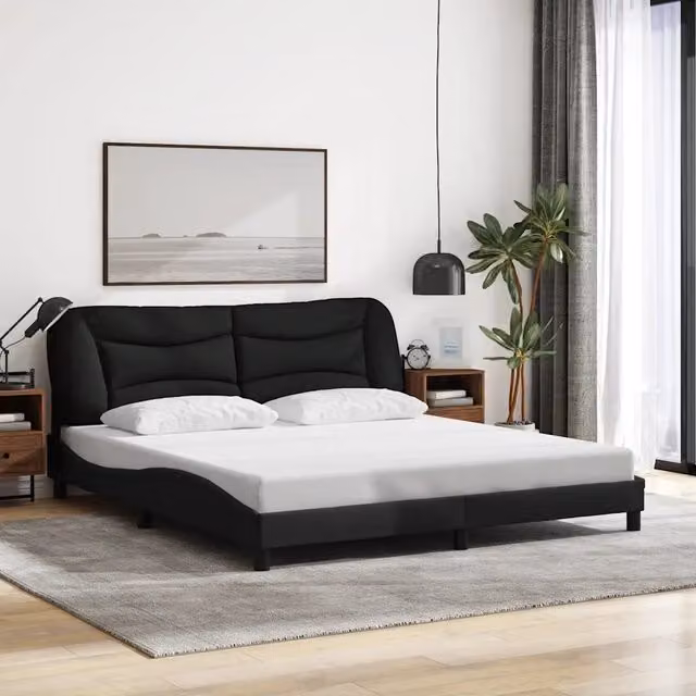 Giroletto senza Materasso-Struttura Letto Hvar Nero 180x200 cm in Tessuto