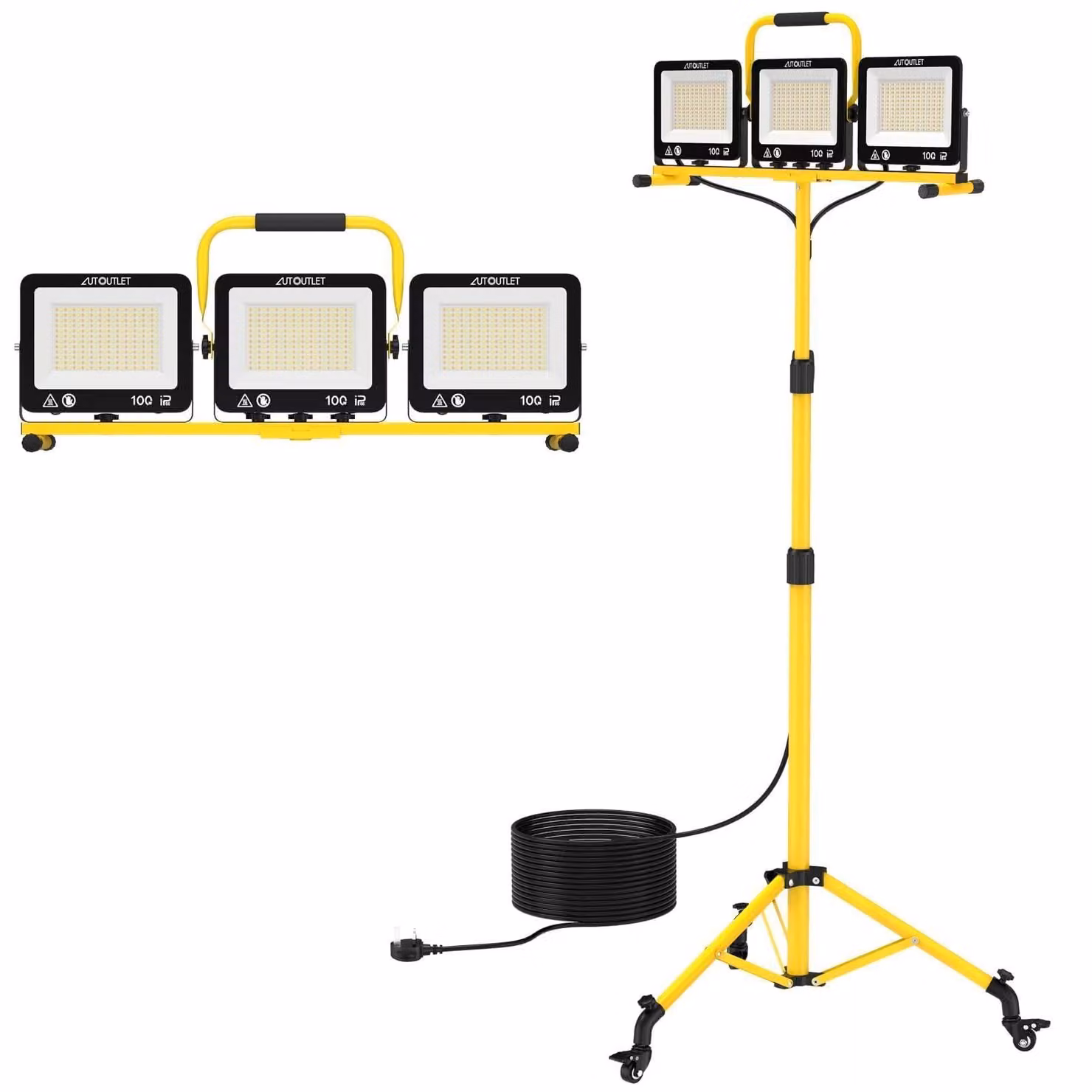 Fareto a LED per esterni, completo di stativo e ruote, 300 W, 27000 lumen, 3 temperature di colore, grado di protezione IP66 (resistente all'acqua)