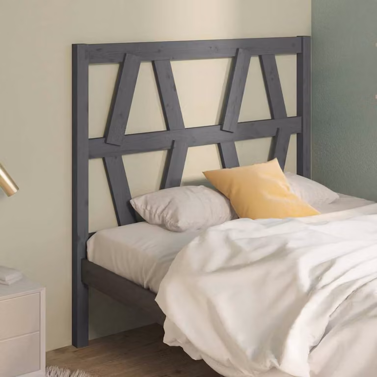 Testiera per Letto vidaXL in Legno Massello di Pino Grigio L: 106 cm, P: 4 cm, H: 100 cm