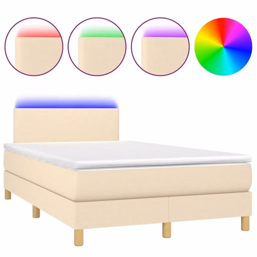 Letto a molle con materasso vidaXL in tessuto beige con illuminazione LED e porta USB L/P/H: 120 x 200 cm – 2