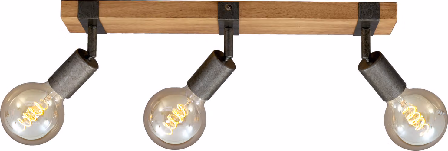 Faretto orientabile e inclinabile 3x E27 metallo-legno canna Briloner