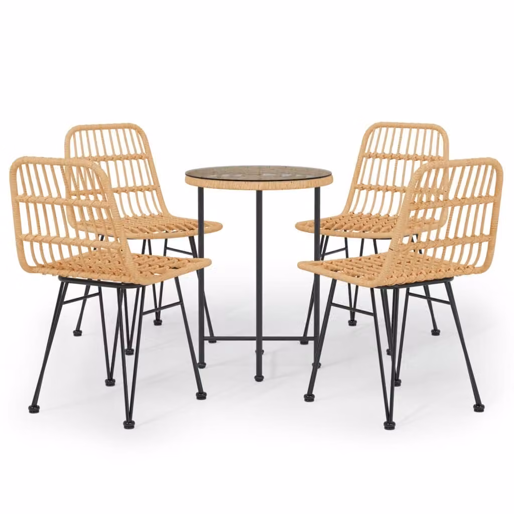 Set da Pranzo da Giardino 5 pz in Polyrattan