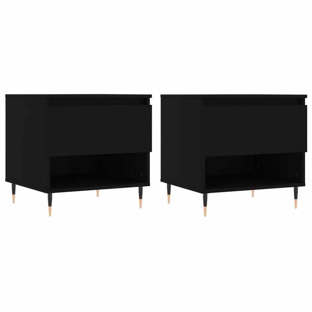 Tavolini da Salotto 2 pz Neri 50x46x50 cm in Legno Multistrato