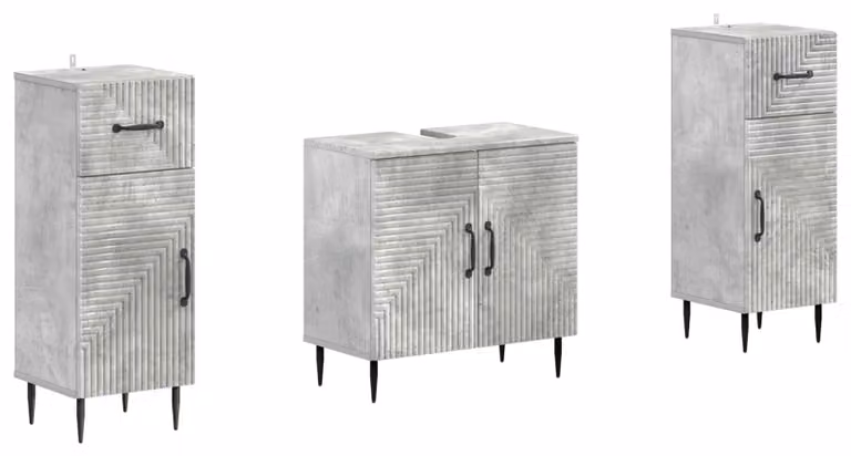 Set di due mobili da bagno, modello HAARLEM, colore grigio cemento