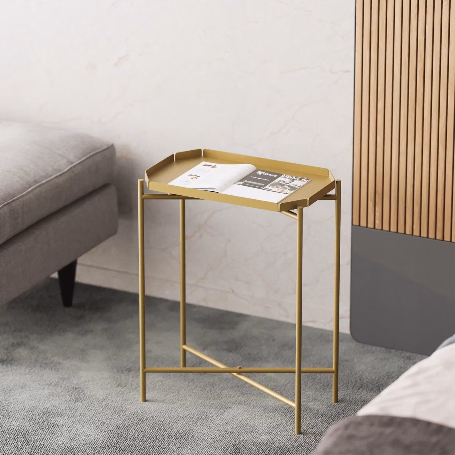 Skye Decor, Shb-009-A, tavolino, 100 % METALLO, oro, 26 x 40 x 56 cm
