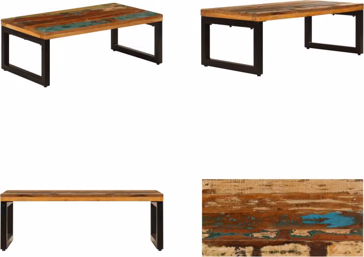 vidaXL Tavolino 100x50x35 cm in legno di recupero e acciaio - Tavolino - Tavolini - Tavolini - Tavoli da caffè