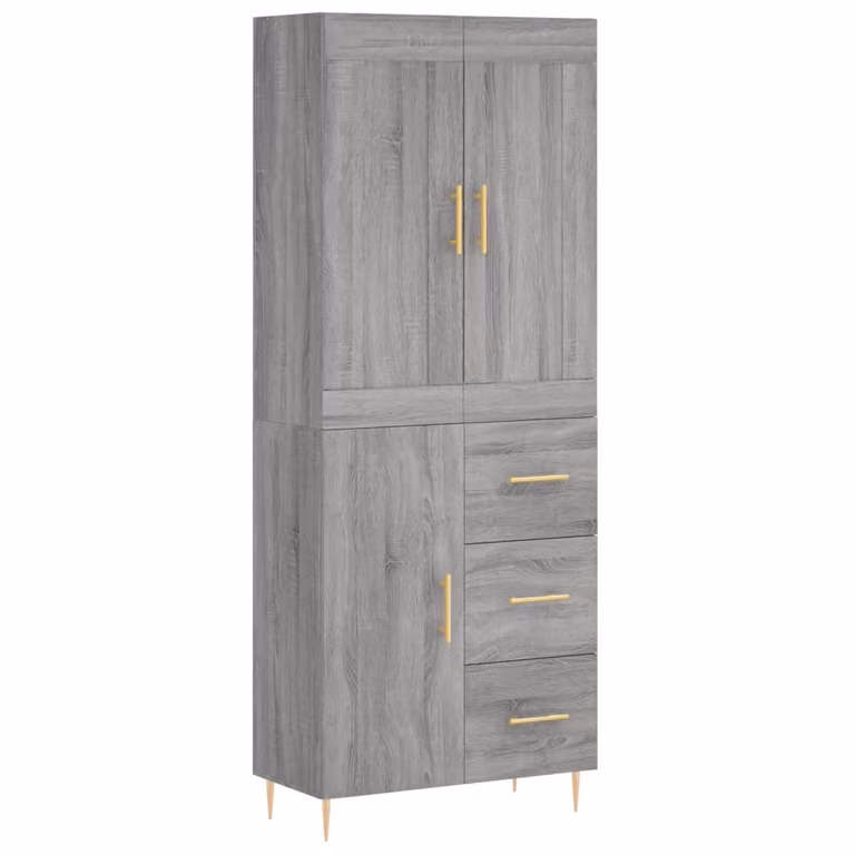 Credenza Grigio Sonoma 69,5x34x180 cm in Legno Multistrato