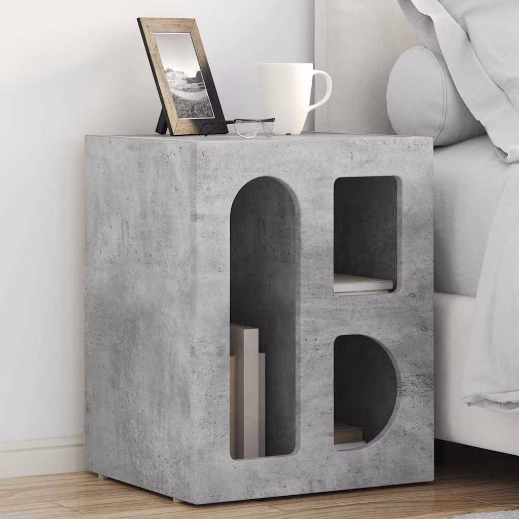 Set di 2 comodini vidaXL ELST in stile moderno colore grigio cemento L 40 cm x P 35 cm x H 50 cm