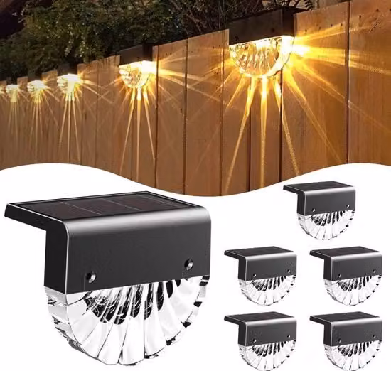 Set di 6 luci da giardino Stellar a energia solare, illuminazione da parete con effetto downlight, impermeabile IP55, colore nero con luce bianco caldo