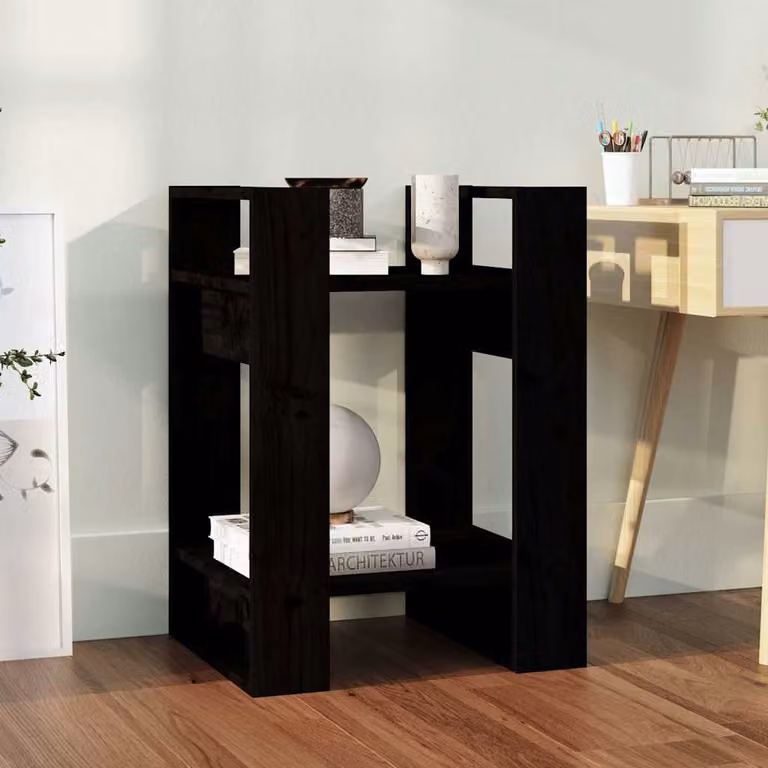 vidaXL Libreria Divisorio in Legno di Pino Nero L: 41 cm, P: 35 cm, H: 57 cm