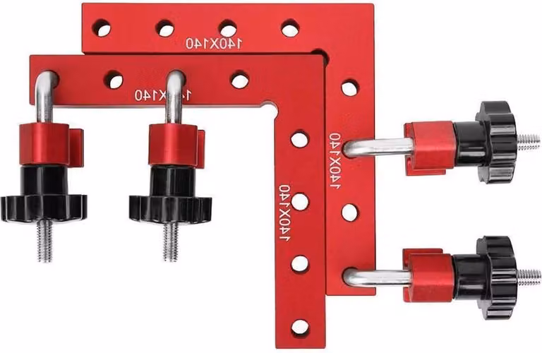 Goniometro a 90 gradi per l'allineamento preciso - Morsetto a forma di "L" per fissare pannelli di legno, dimensioni 140x140 mm - Ideale per falegnami e appassionati del fai-da-te