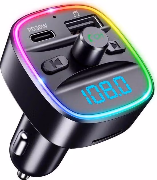 Trasmettitore Bluetooth con microfono, 2 in 1, per auto, multicolore
