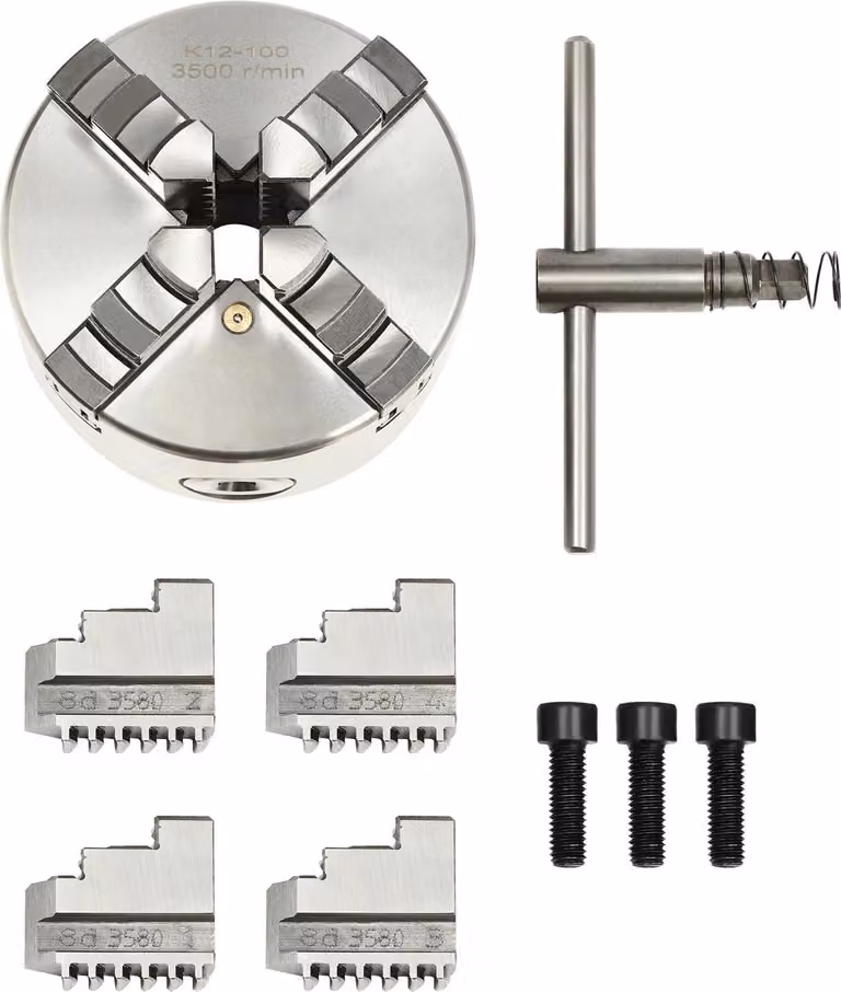 Mandrino per tornio, autocentrante a 4 mandrini, compatibile con diverse macchine, 100 mm