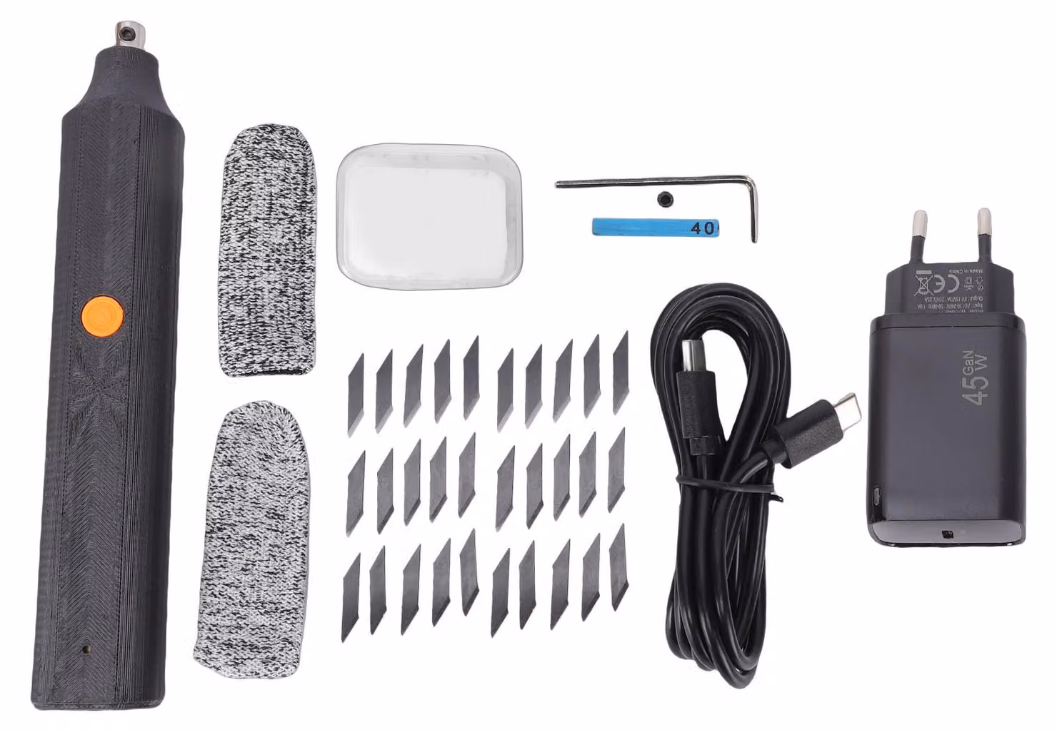 Set di taglierina a ultrasuoni, 40 kHz, strumento di taglio manuale con 30 lame per la stampa 3D, plastica, legno, resina, spina di tipo EU