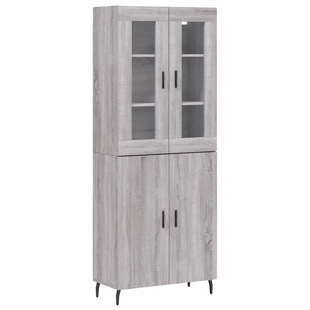 Credenza Grigio Sonoma 69,5x34x180 cm in Legno Multistrato