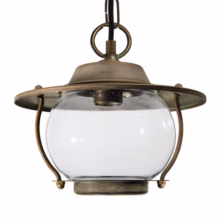 Moretti Luce Lampada a sospensione da esterno Adessora con catena ADESSORA, Bronzo / Ottone antico, Ottone, Antico