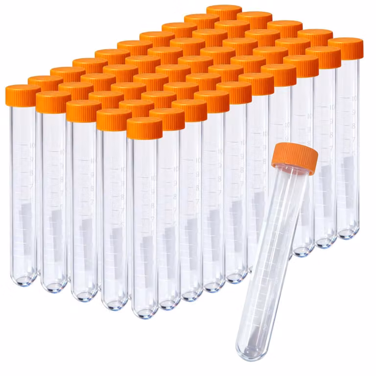 Set di 50 provette di plastica da 50 ml con tappo a vite