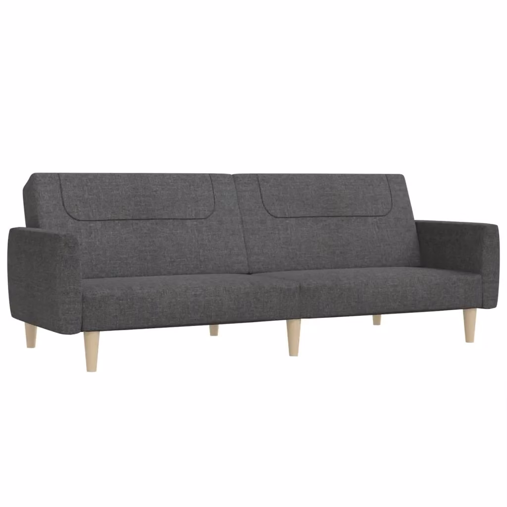 Divano Letto Click Clack vidaXL Grigio con Struttura in Legno Solido e Poggiatesta Regolabile per Soggiorno – 2