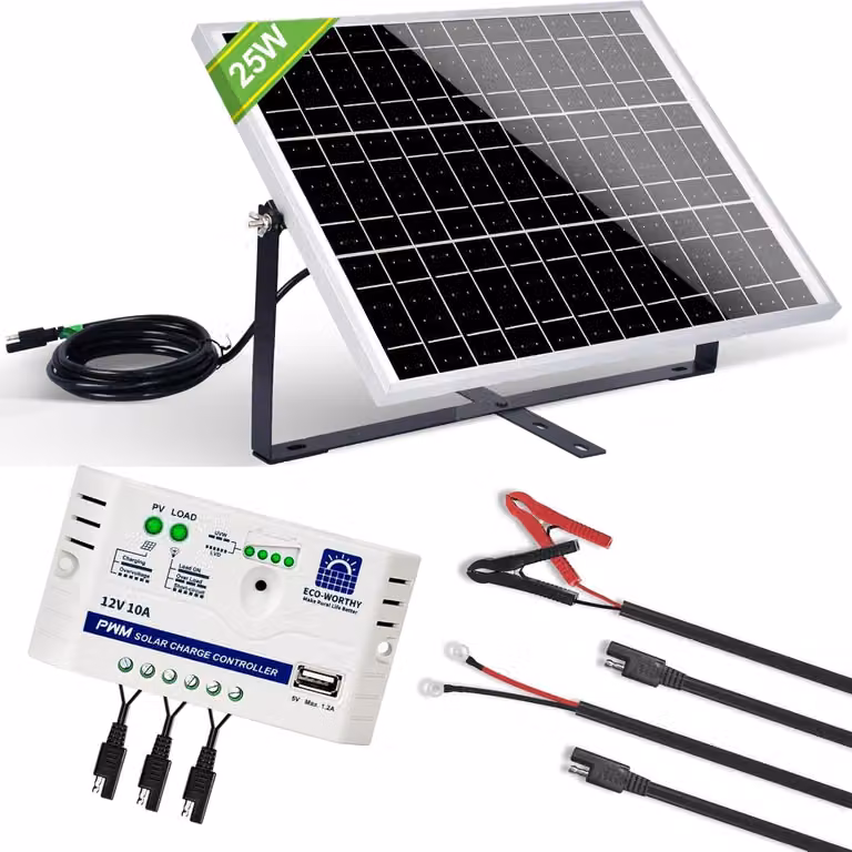 Pannello solare monocristallino - 25 Watt, 12 Volt - Struttura in alluminio, vetro temperato