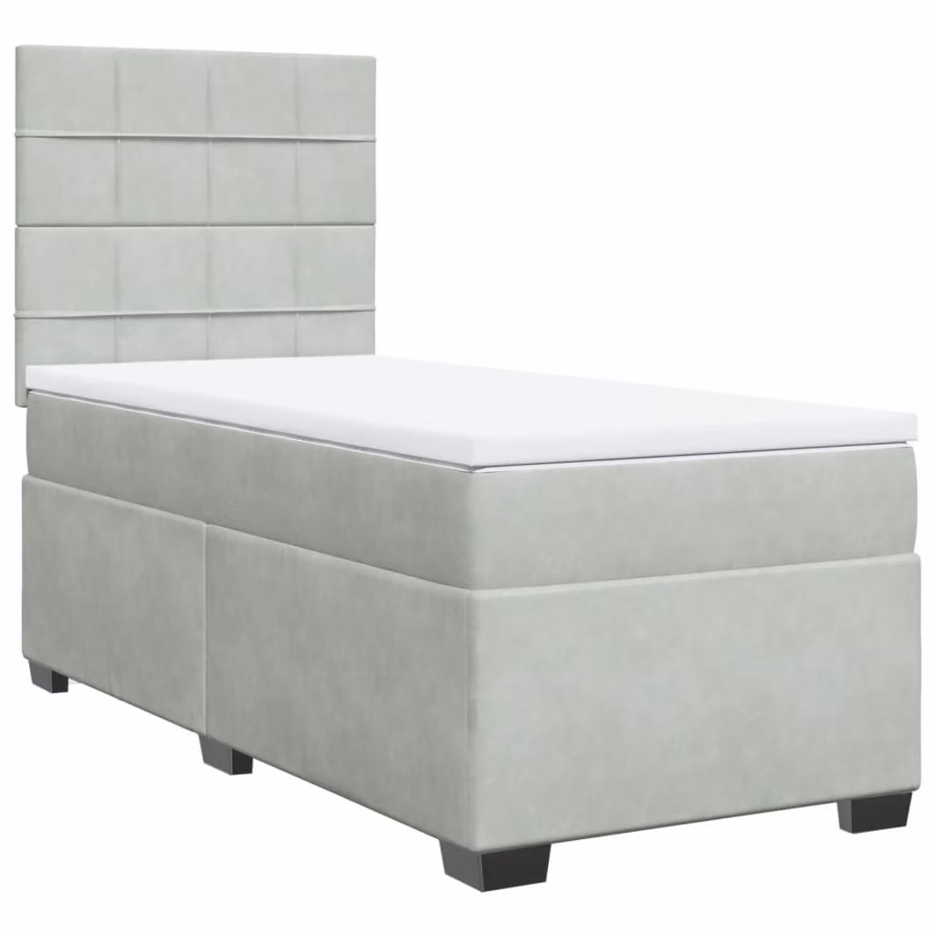 Giroletto a Molle con Materasso Grigio Chiaro 90x200 cm Velluto