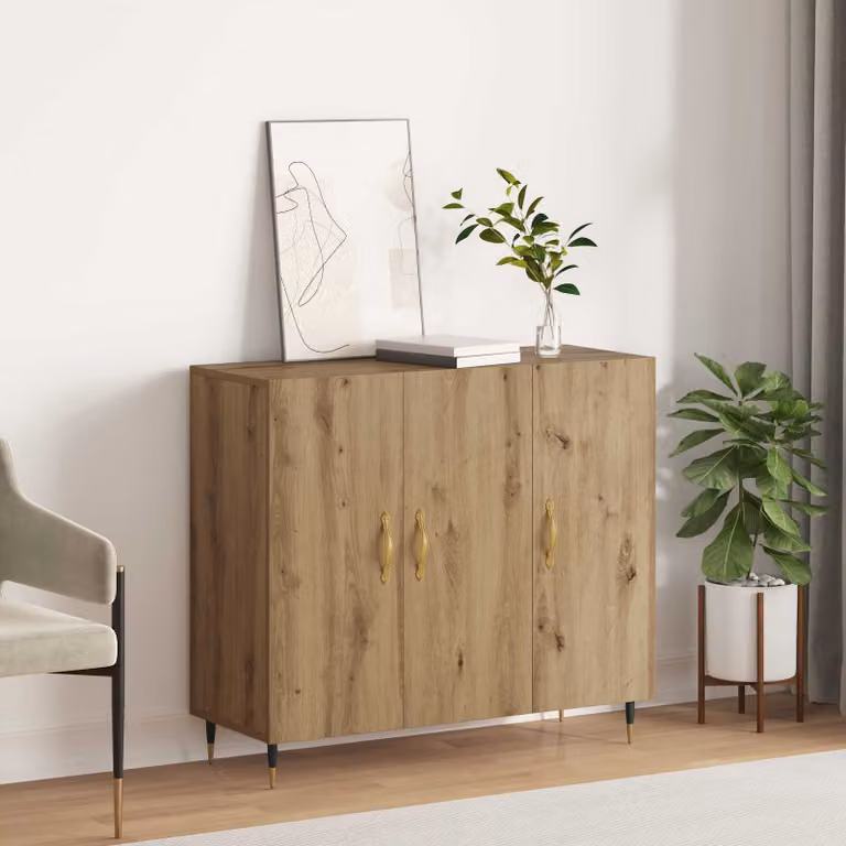 Credenza moderna vidaXL in rovere marrone L: 90 cm, P: 34 cm, H: 80 cm