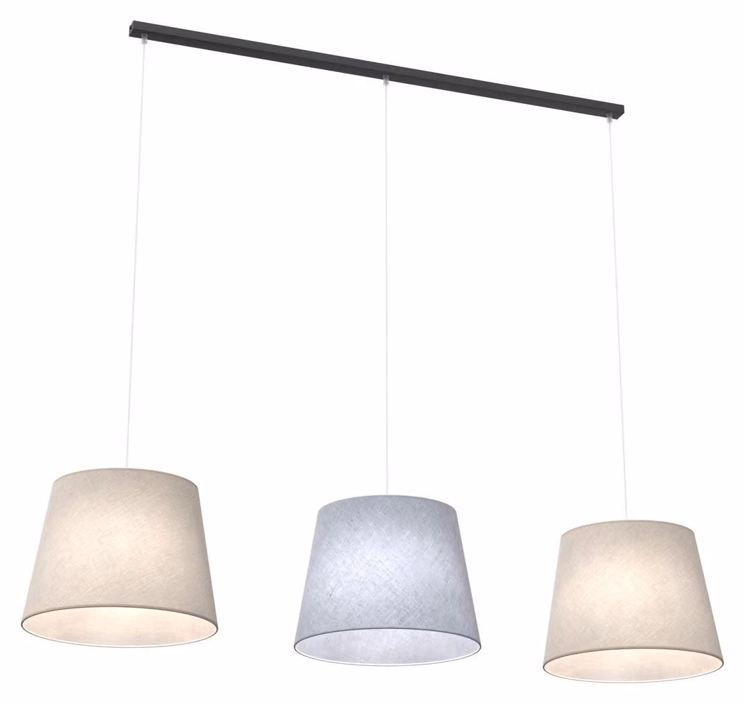 Lampada a sospensione EPOCA nero-grigio 3xE27x20W in tessuto, dimensioni: 150x154x38 cm, IP20, Emibig