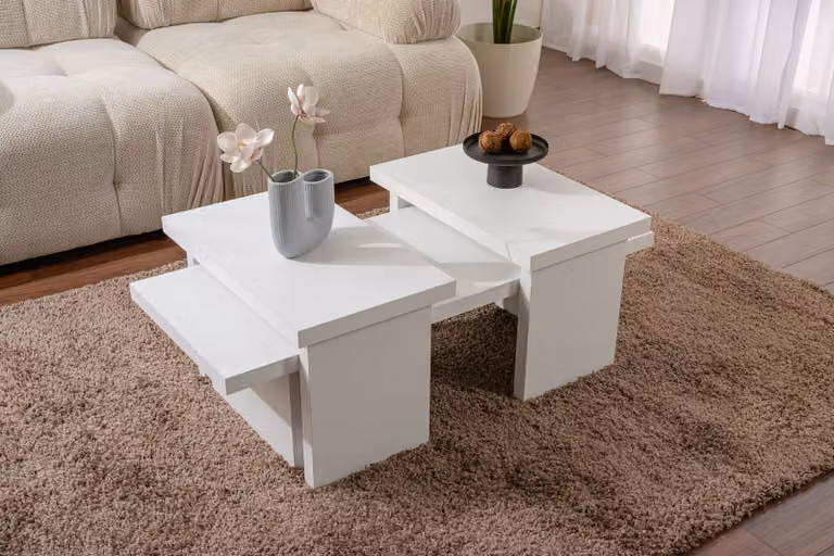 Skye Decor, Sanctuary - Wood White, tavolino, legno bianco, 100 % truciolato rivestito di melamina, 110 x 45 x 41,5
