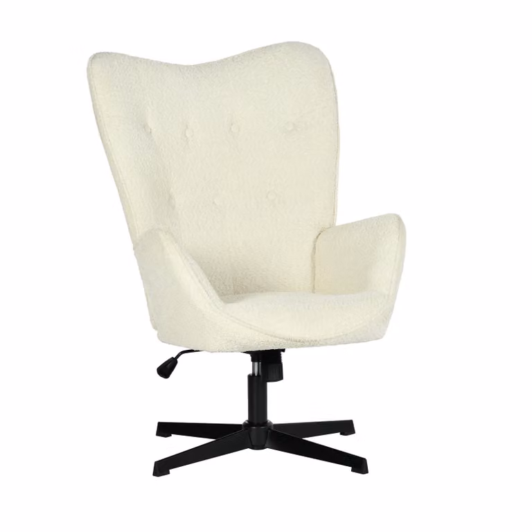 Meubles Cosy: sedia da ufficio girevole e regolabile con braccioli, poltrona reclinabile in tessuto ciniglia beige – FUCHS