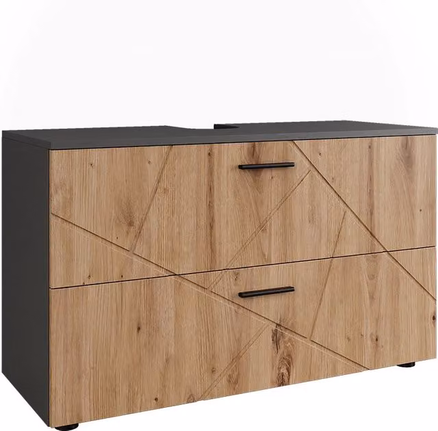 Mobiletto per lavabo Irma Vicco Antracite e Rovere con 2 cassetti L: 100.1 cm, P: 60.6 cm – 1