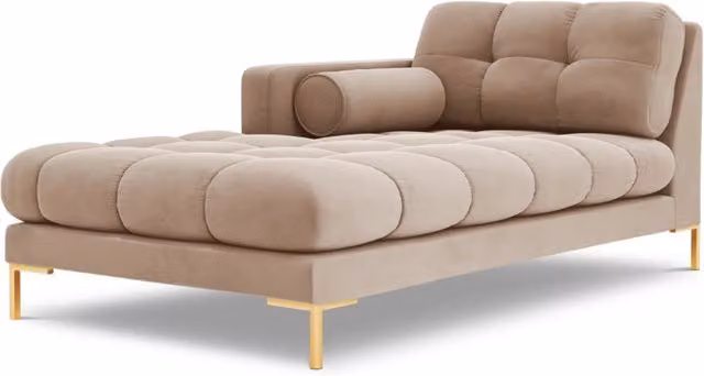 Chaise longue sinistra Bali di Cosmopolitan Design in velluto beige L/P/H: 164 x 102 x 75 cm – 1