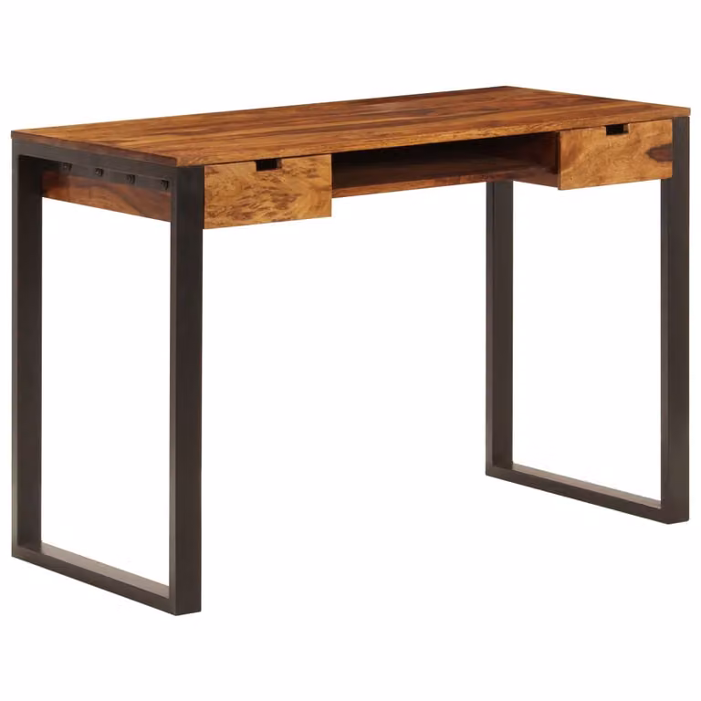 Scrivania The Living Store 110 x 55 x 78 cm in legno massiccio e acciaio