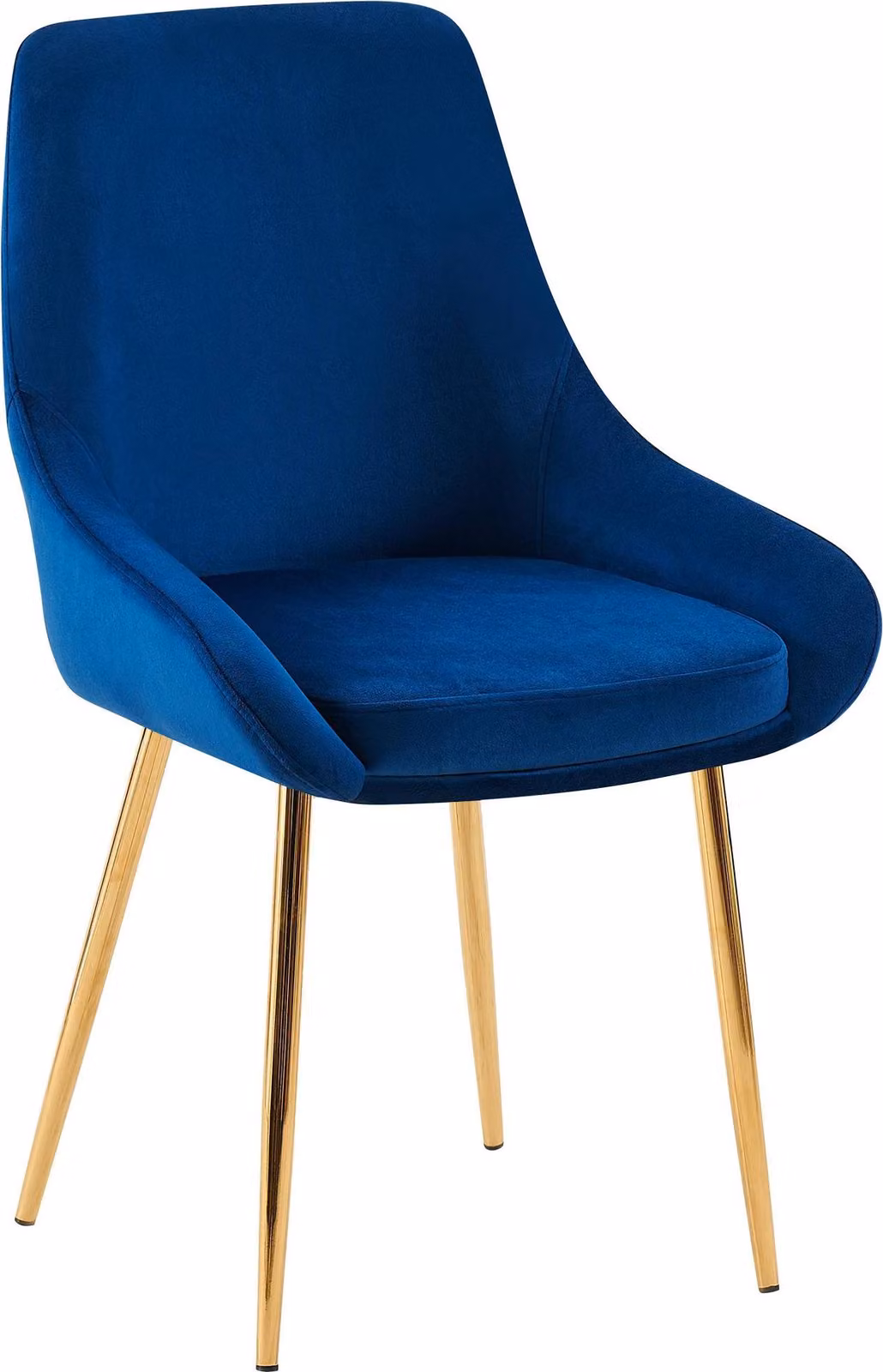 Sedia da pranzo Elmira - velluto, oro - Blu scuro