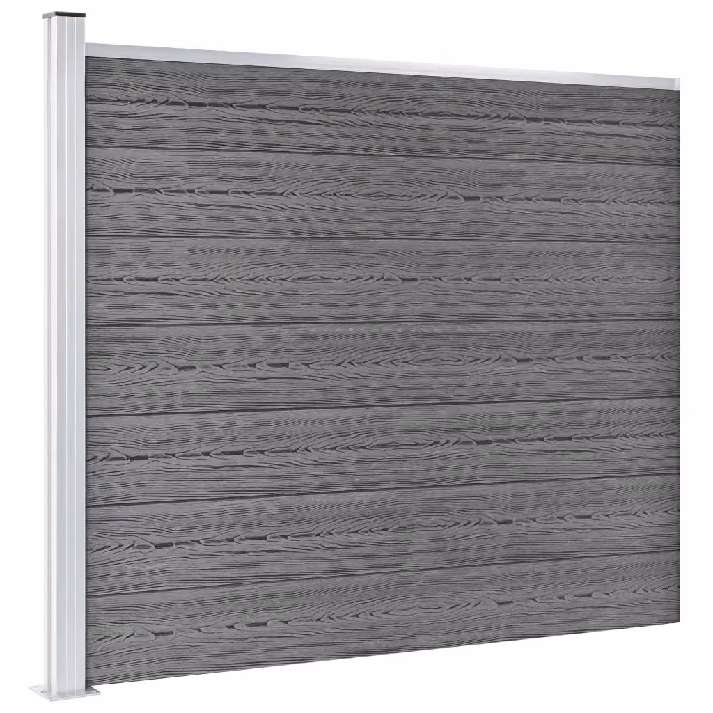 Set di pannelli per recinzione vidaXL in WPC e alluminio grigio L: 872 cm, H: 146 cm – 2