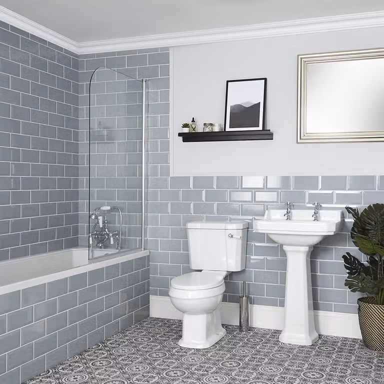 Set Bagno con Vasca da Bagno, Sanitario WC e Lavabo su Colonna - Richmond