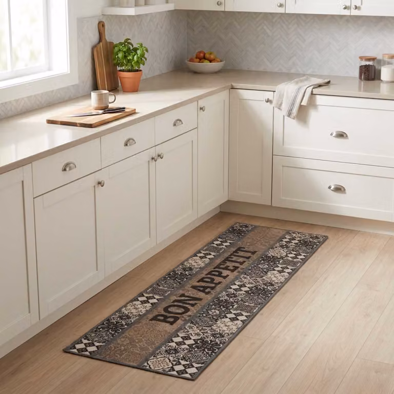 Tappeto da cucina vidaXL grigio moderno in poliammide lavabile e antiscivolo L: 180 cm, P: 60 cm