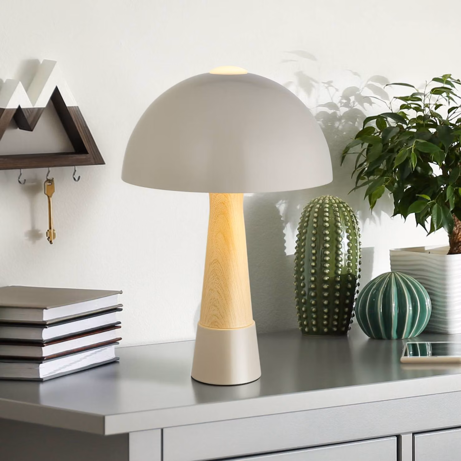 Globo Lampada da tavolo Paulin, Alluminio / Grigio / Zincato, Camera da letto, Metallo, Scandinavo, Lampada da tavolo