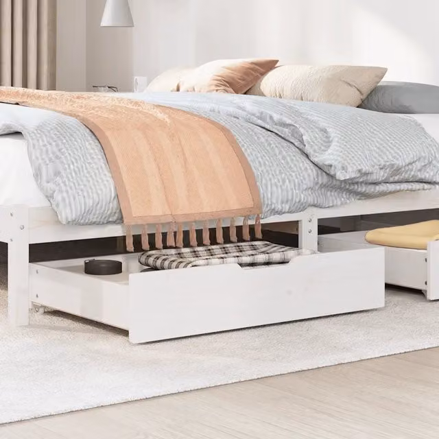 Set di 2 cassettoni da letto Design In in legno di pino bianco con ruote, L: 80 cm, P: 55 cm, H: 17 cm