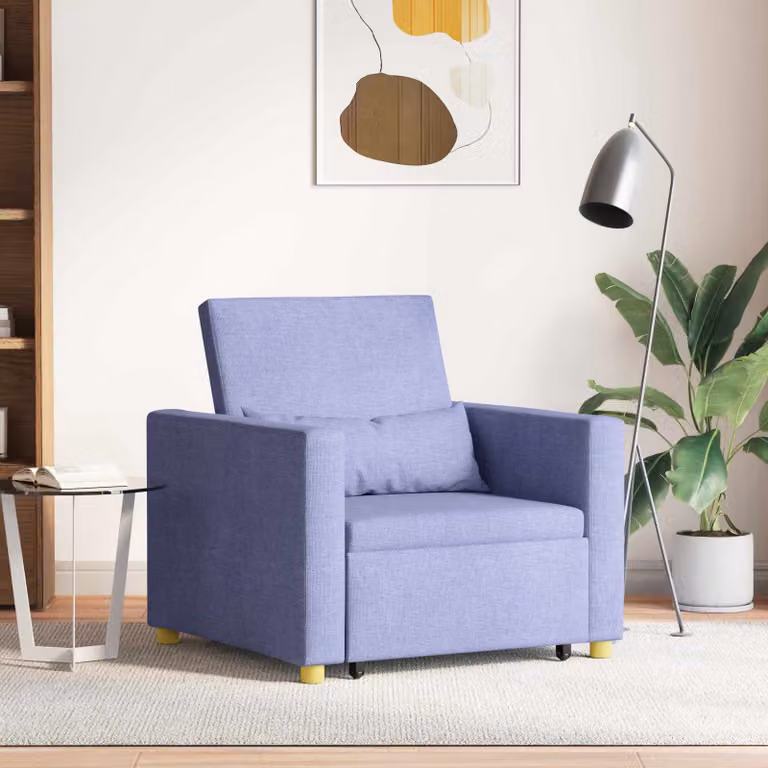 vidaXL Divano letto singolo estraibile blu con braccioli L/P/H: 90 x 165 x 87 cm