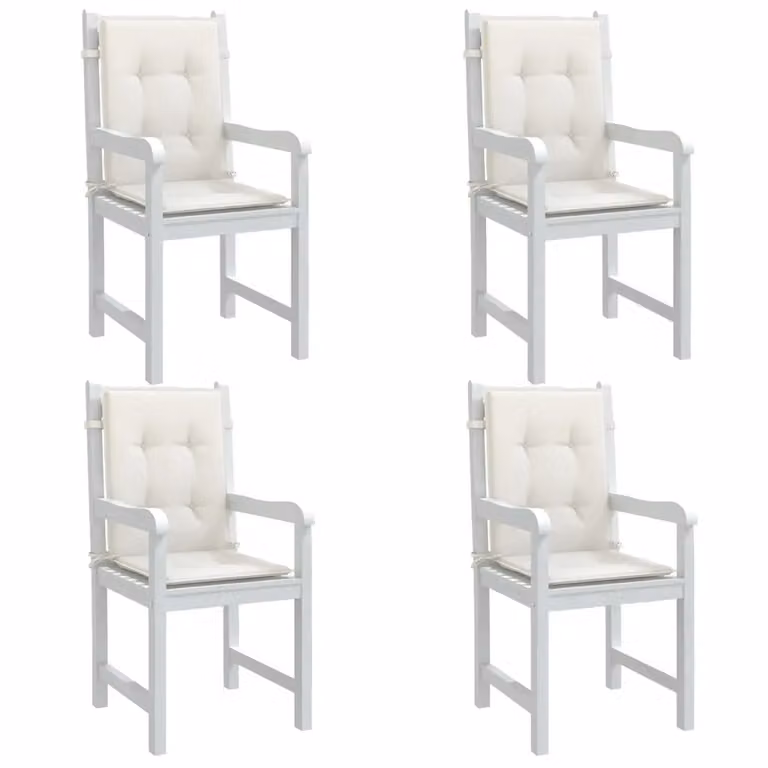Set di 4 cuscini per sedia vidaXL in schiuma, colore beige e bianco, resistenti ai raggi UV e antiscivolo, L 100 cm x P 50 cm x H 4 cm