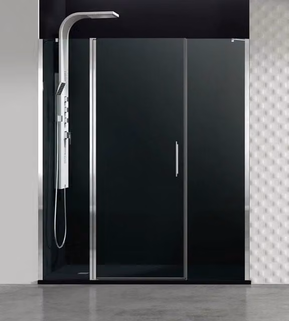 Box doccia rettangolare DUCHA OPEN con profilo nero e vetro trasparente, L: 140 cm