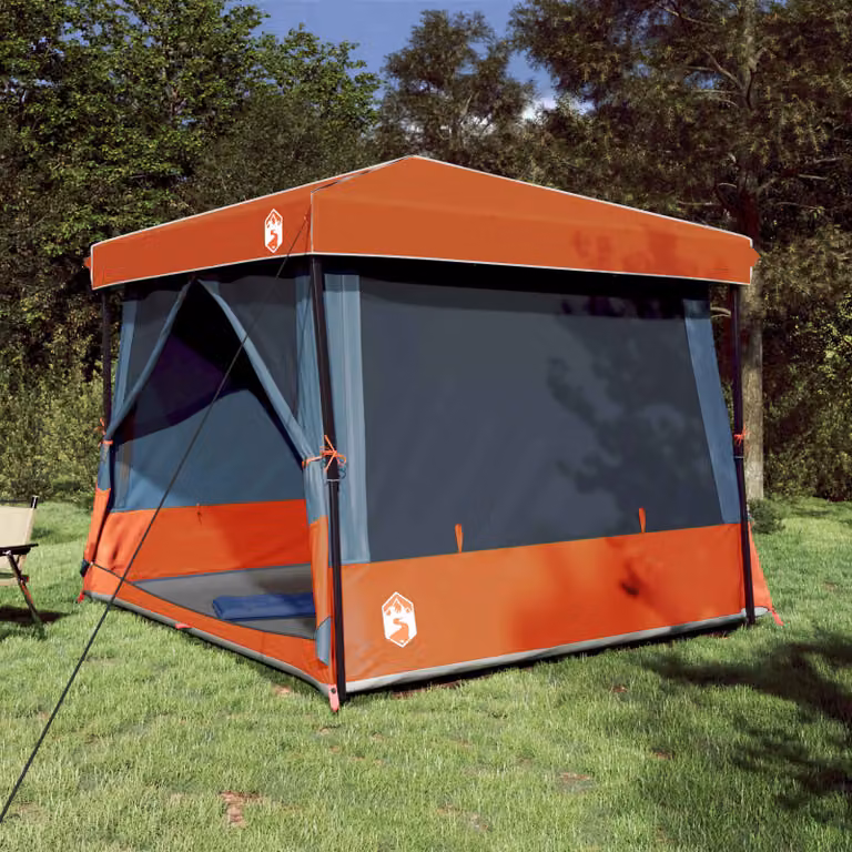 Set di 2 tende da campeggio vidaXL per 5 persone in poliestere, grigio e arancione