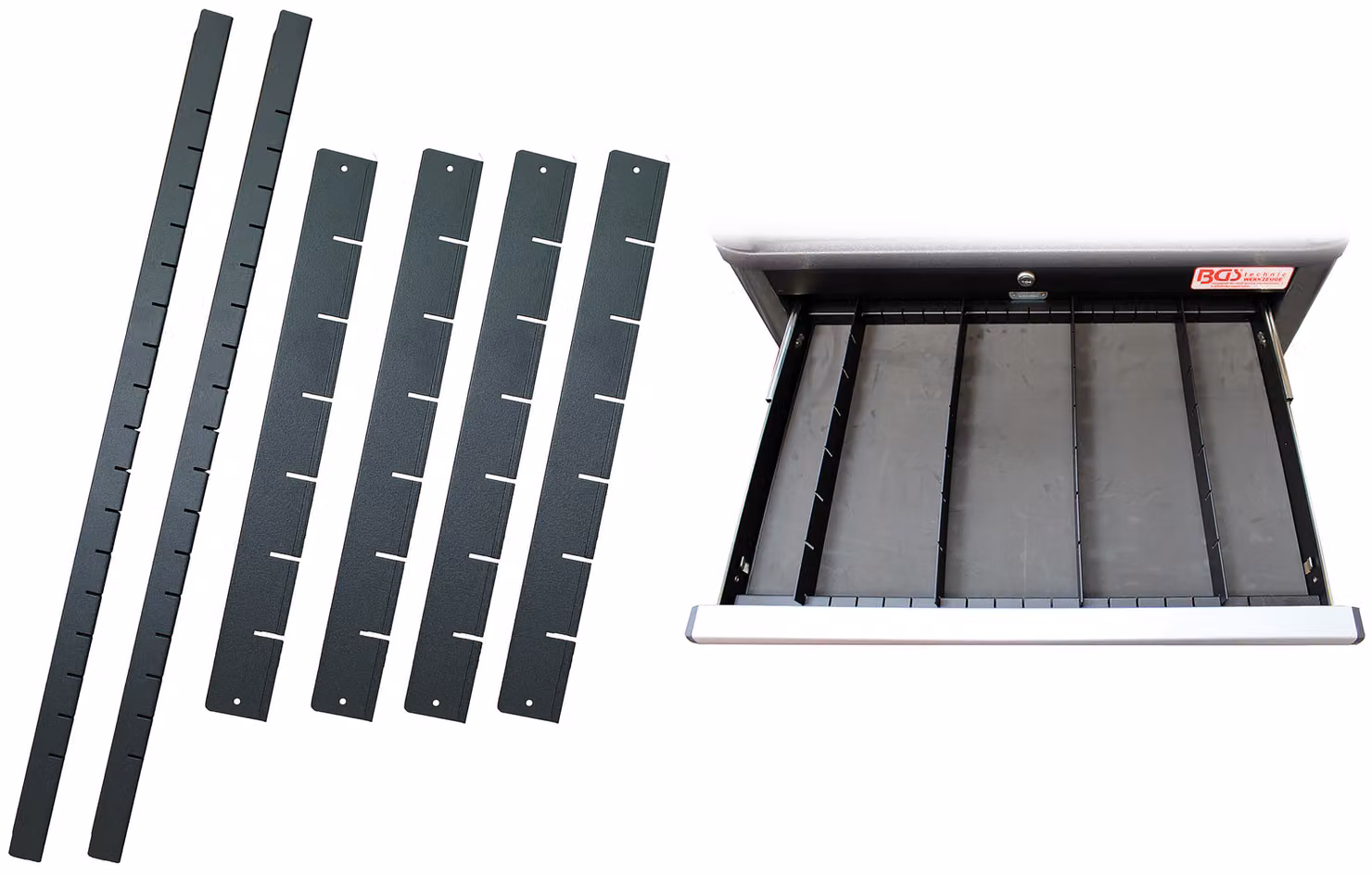 Divisorio per cassetti BGS per carrello da officina PROFI, 6 pezzi - 67166