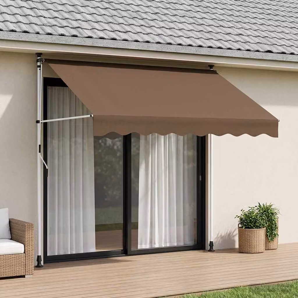 Tenda retrattile manuale con bracci pieghevoli vidaXL, colore beige/marrone, L: 300 cm