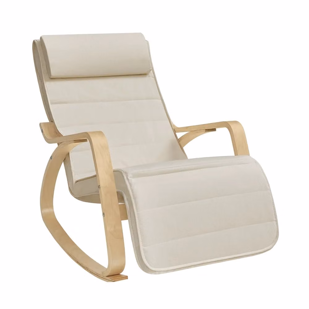 Sedia a Dondolo in Legno, Beige
