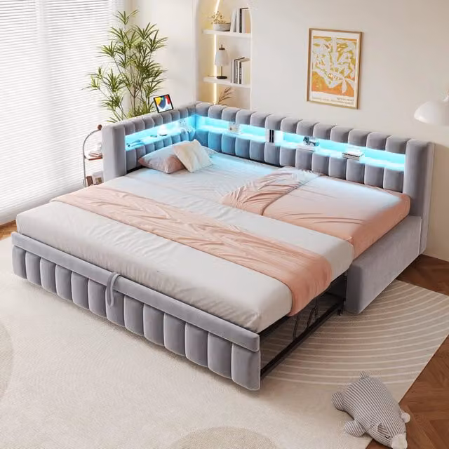 letto imbottito velluto grigio chiaro 90 x 200 cm